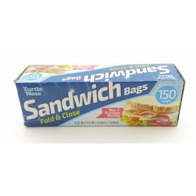 TURTLE NOSE SANDWICH BAGS FOLD & CLOSE 50CT/PACK